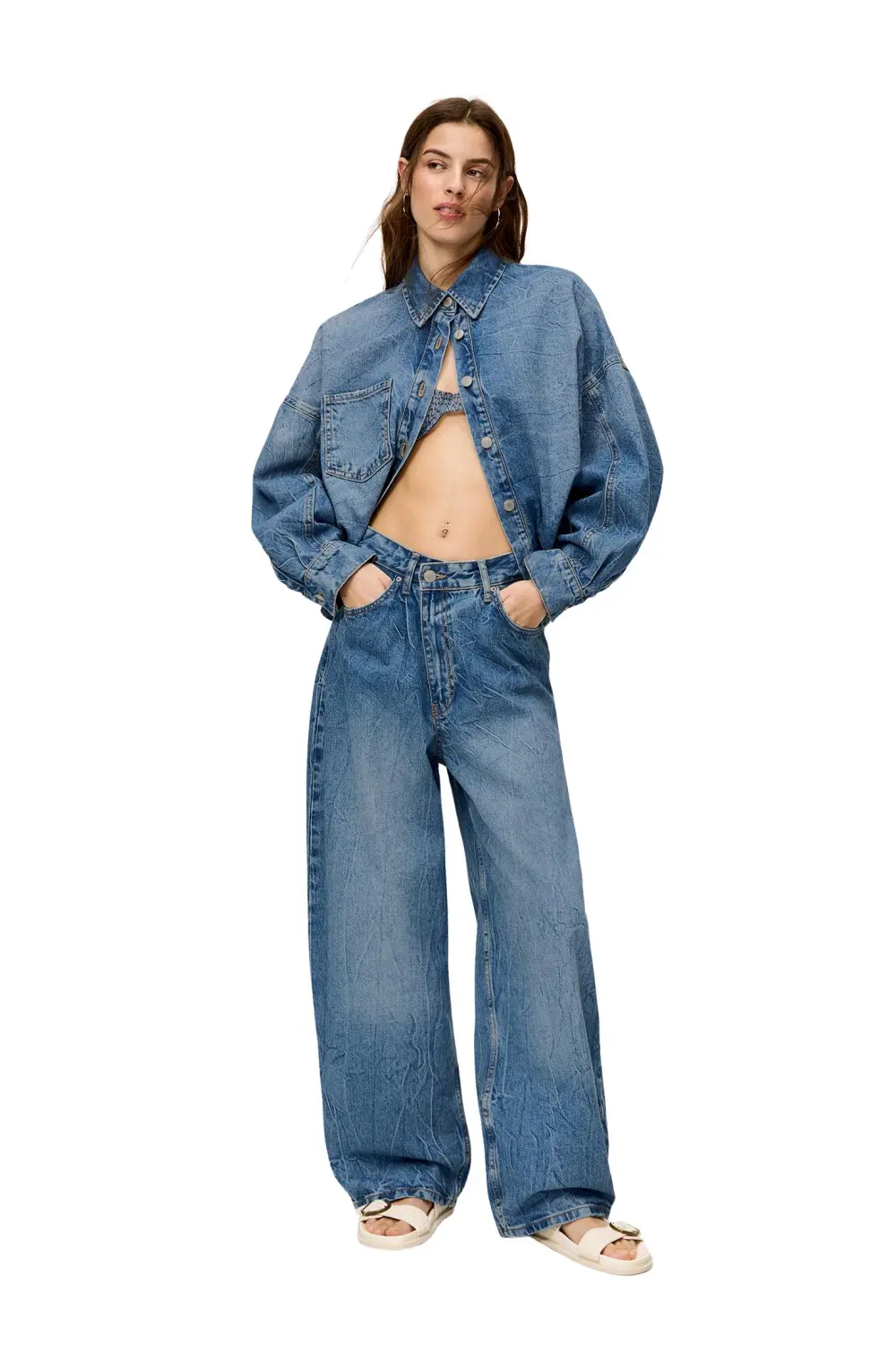 Jeans super baggy cintura cruzada