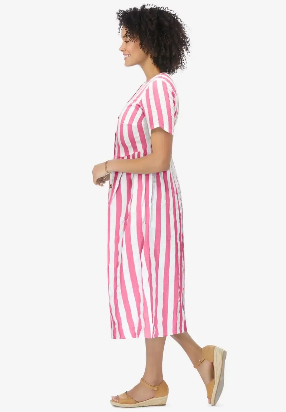 Short-Sleeve Seersucker Dress