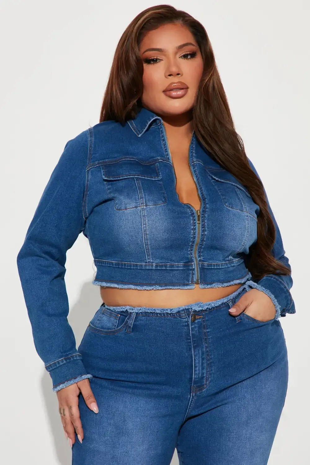 Superficial Cut-Off Denim Jacket - Dark Wash