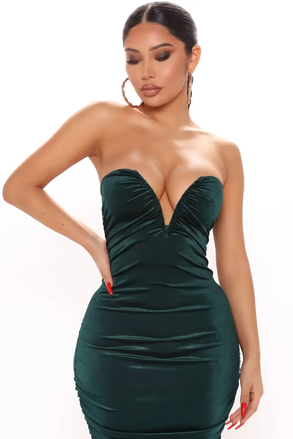 Bad Reputation Velvet Mini Dress  - Hunter