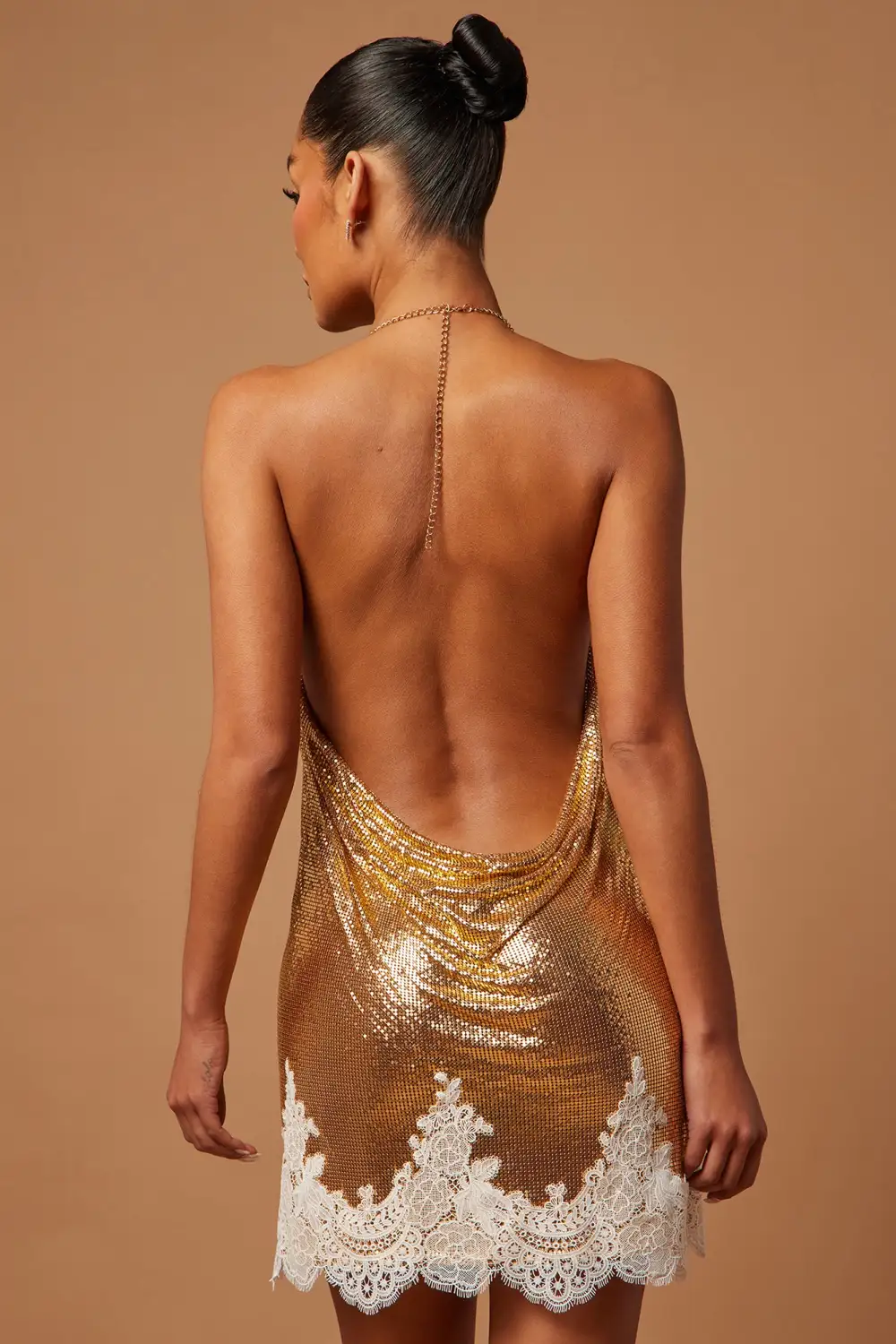 Trisha Chainmail Mini Dress - Gold