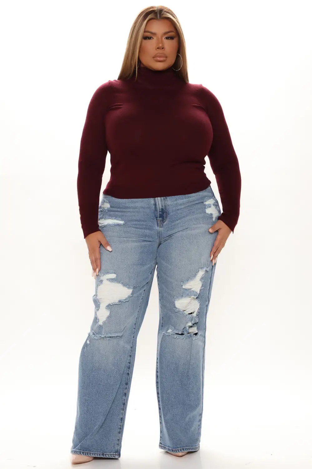 Meet Me Somewhere Turtle Neck Sweater - Wine