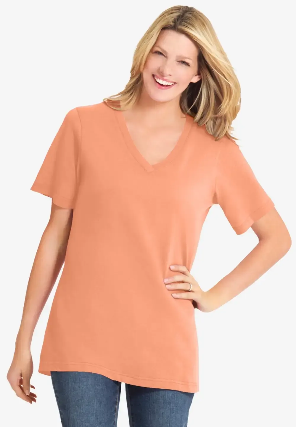 Perfect Short-Sleeve V-Neck Tee