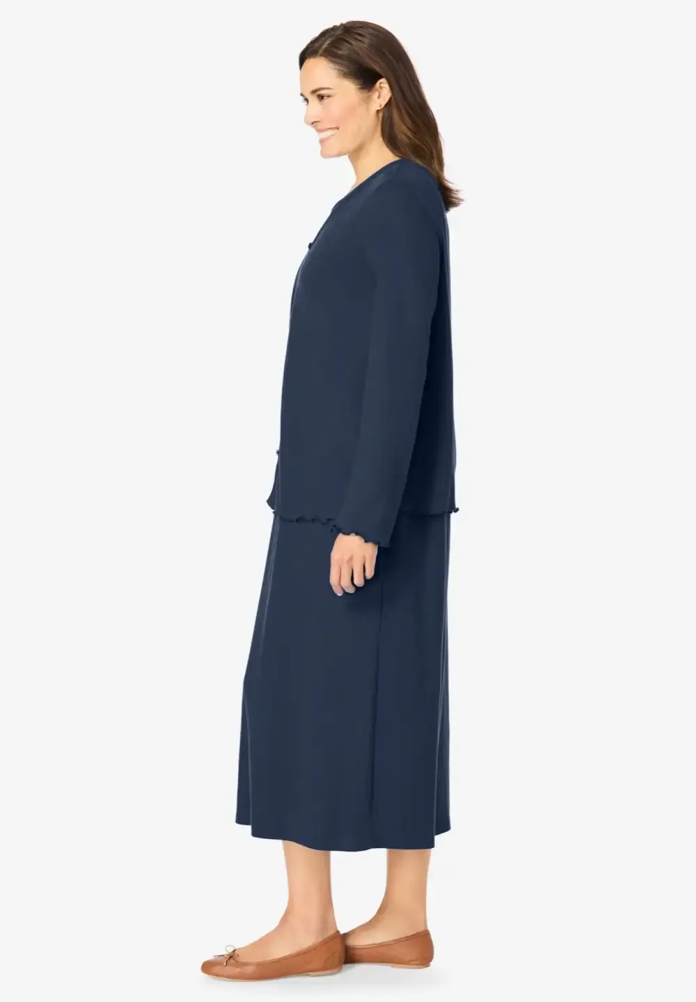 Lettuce Trim Knit Jacket Dress