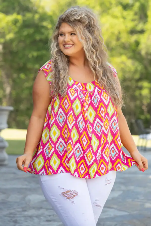 Visions In My Eyes Top, Hot Pink