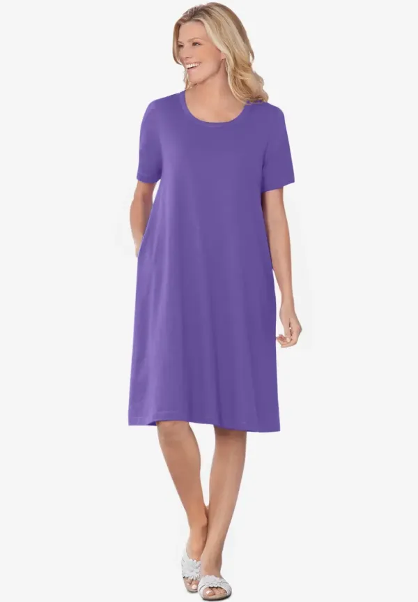 Perfect Short-Sleeve Crewneck Tee Dress