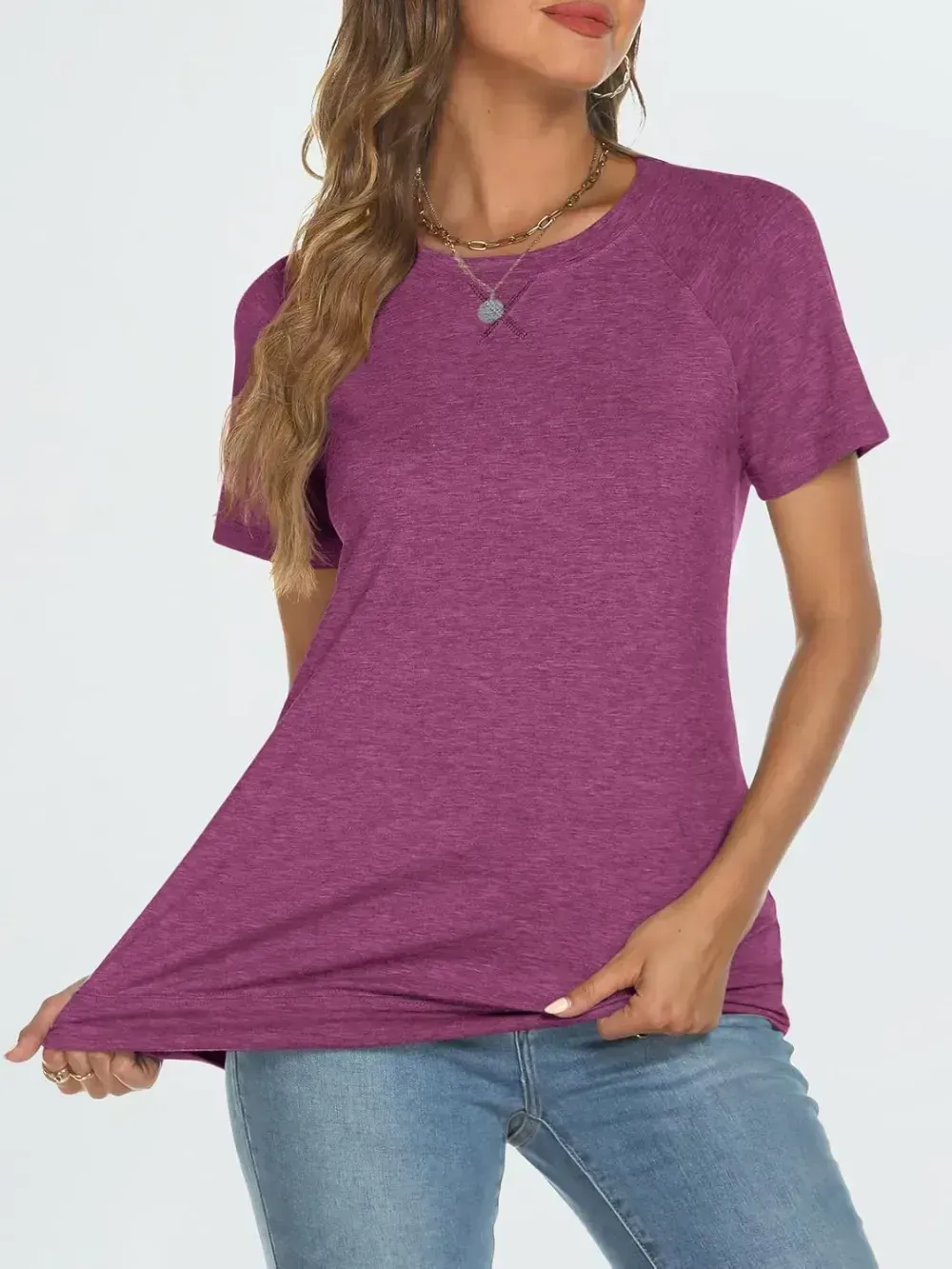 AUTOMET T Shirts Short Sleeve Crewneck Tees for Women Trendy Lightweight Soft Casual Summer Tops Clothes 2024