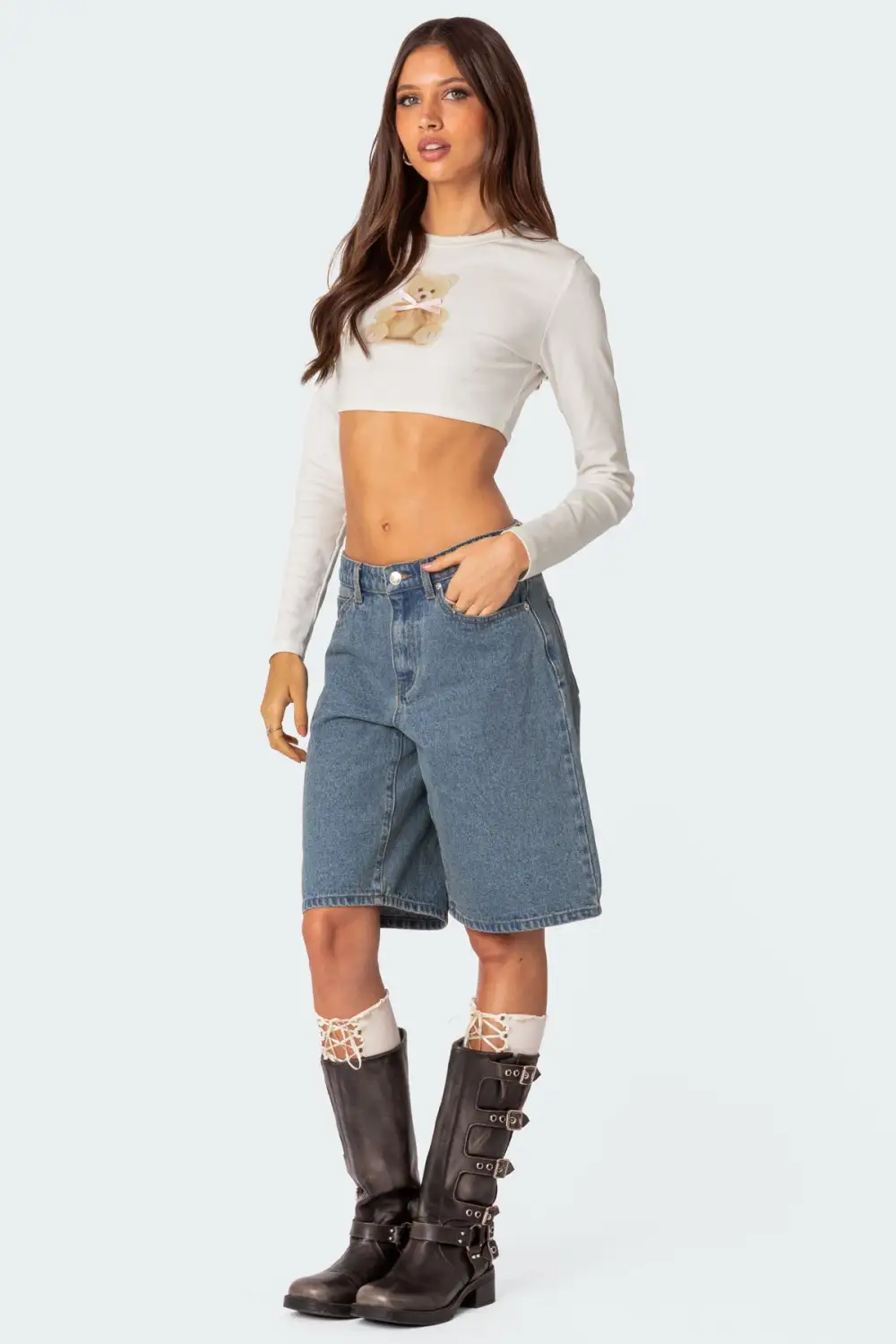 Ted Cropped Long Sleeve T Shirt