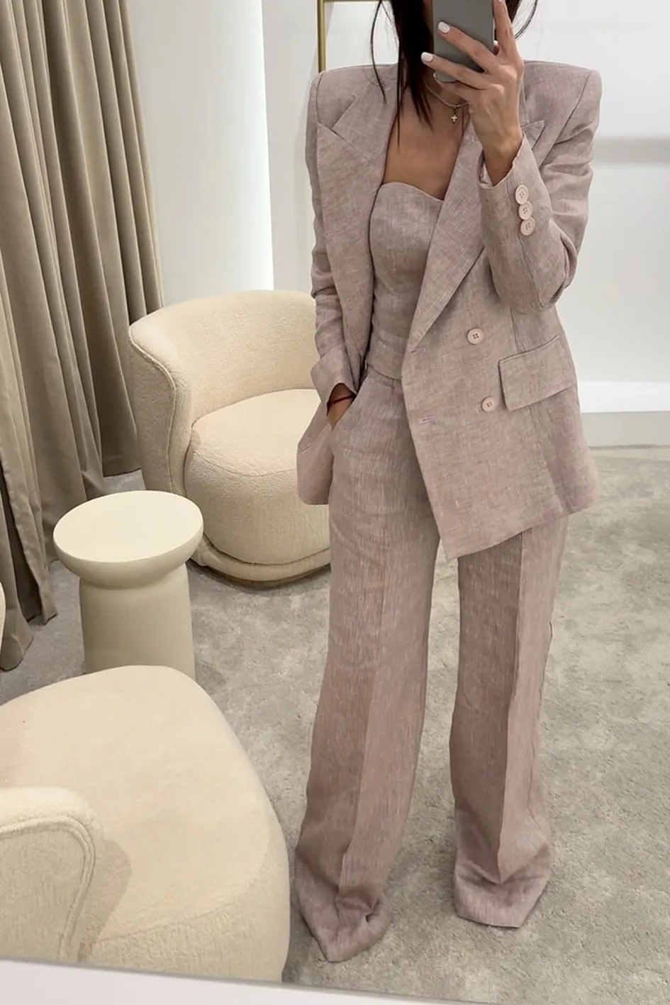 Women'S Solid Color Vest, Jacket And Pants 3-Piece Set