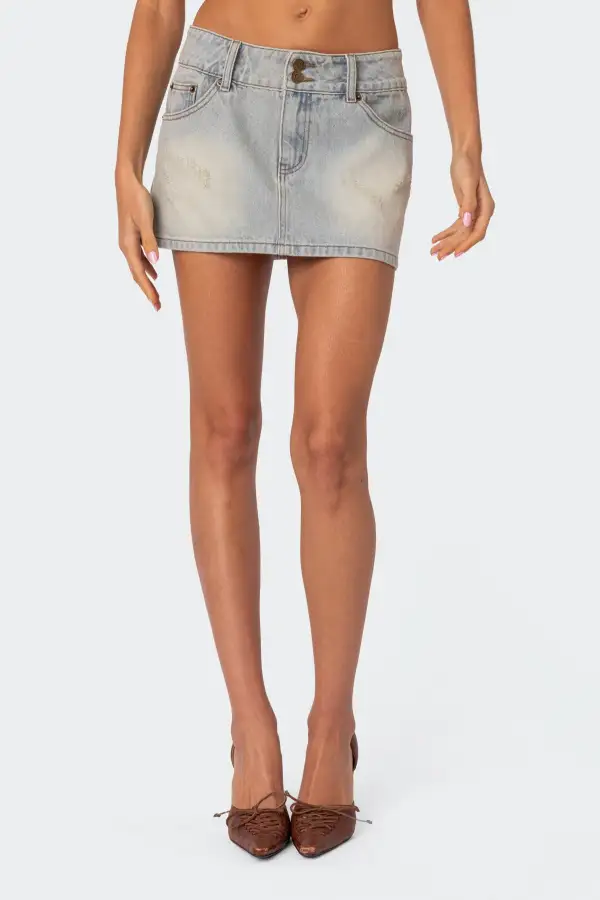 Rumble Washed Denim Mini Skirt