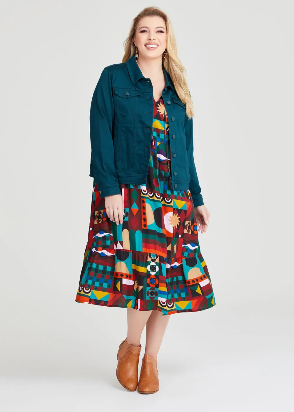Natural Geo Patchwork Dress