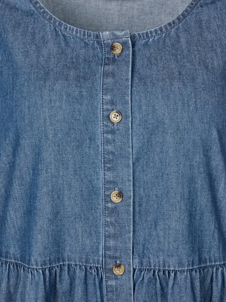 Tiered Cotton Chambray Jumper