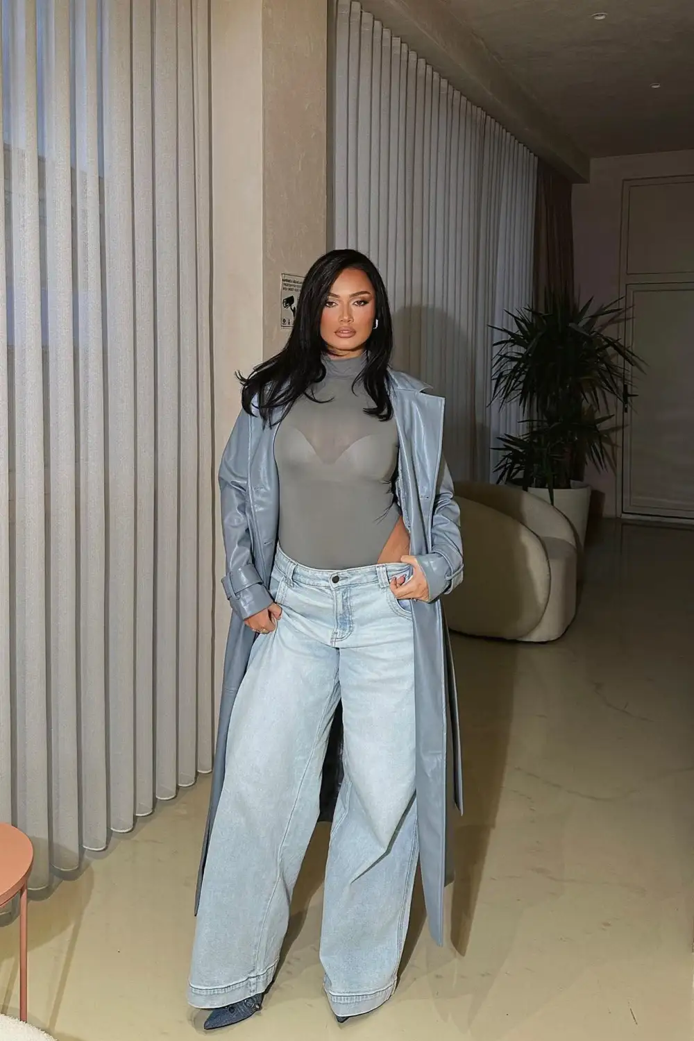 Last Nights Look Trench Coat - Slate Blue