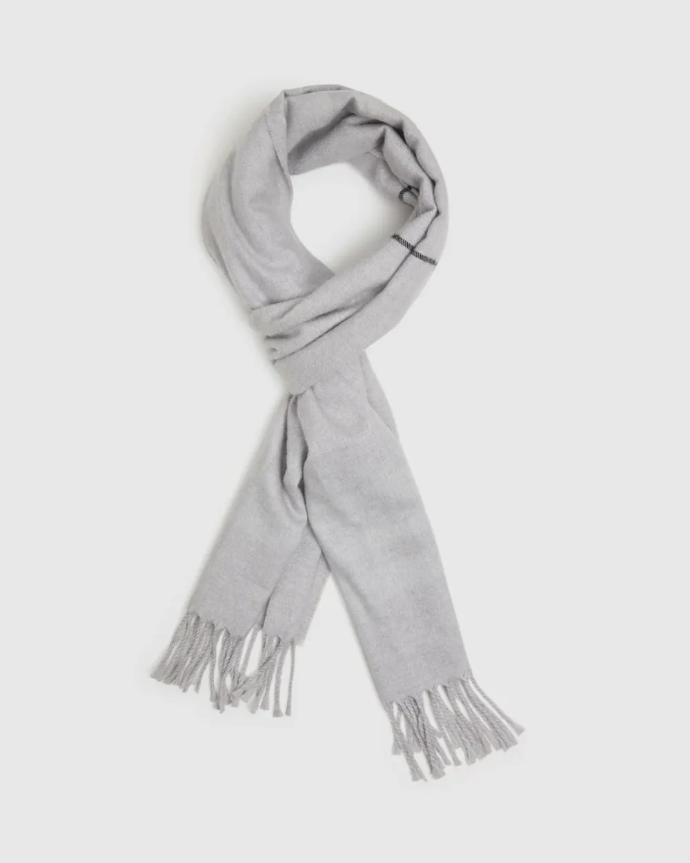 Light Gray Solid Color Fringed Scarf
