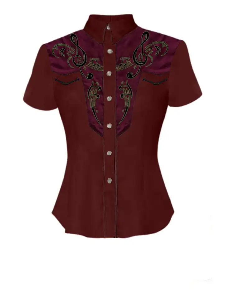Women's Music Symbols Elements Western Shirt