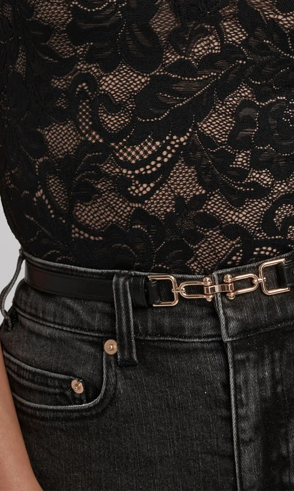 Emmett Denim Pants With Vegan Leather Belt