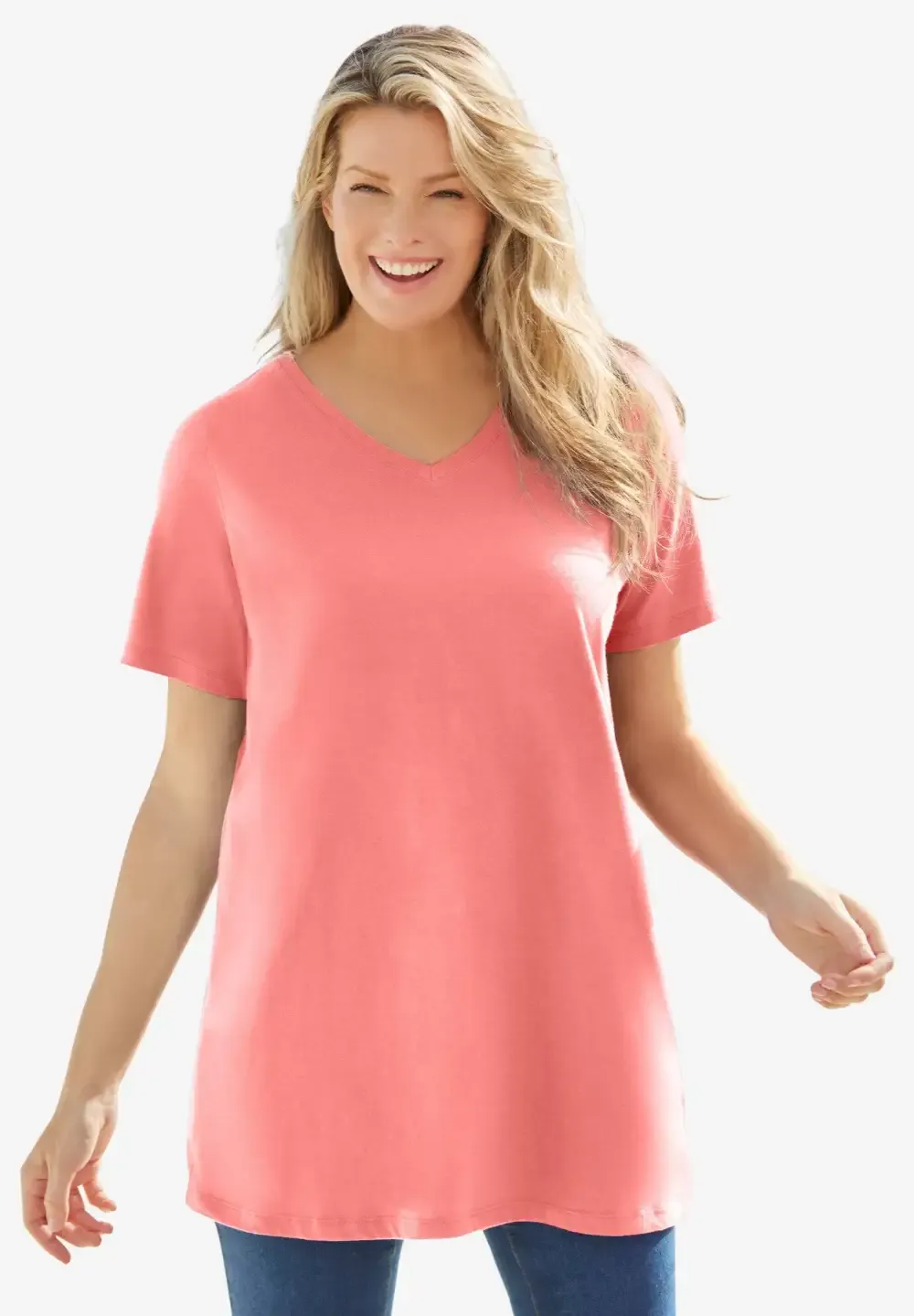 Perfect Short-Sleeve V-Neck Tunic