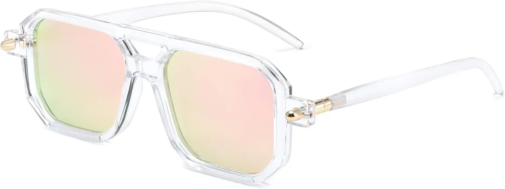 FEISEDY Vintage Square 70s Flat Aviator Sunglasses Women Men Classic Retro Stylish Frame UV400 Sunglasses B2622