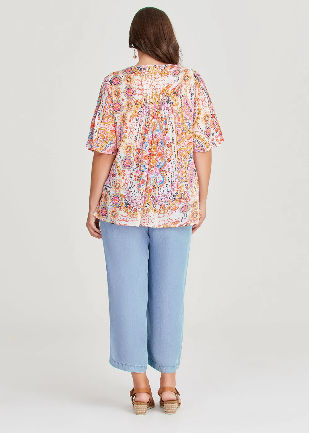 Cotton Gauze Pintuck Top