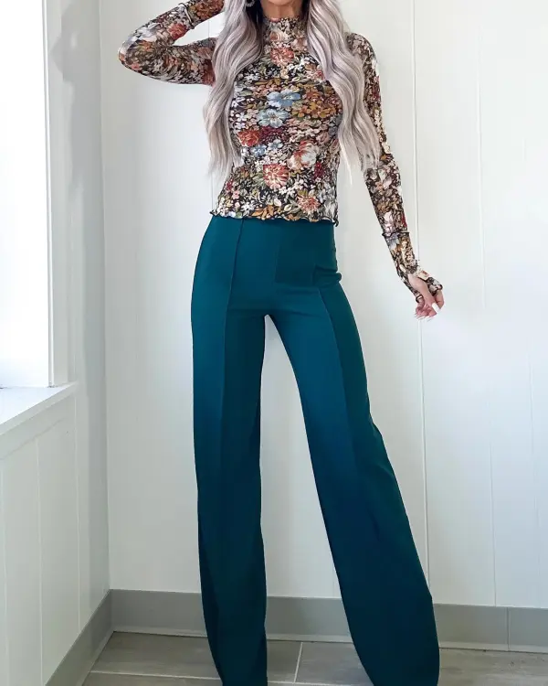 Pleated Flare Pants