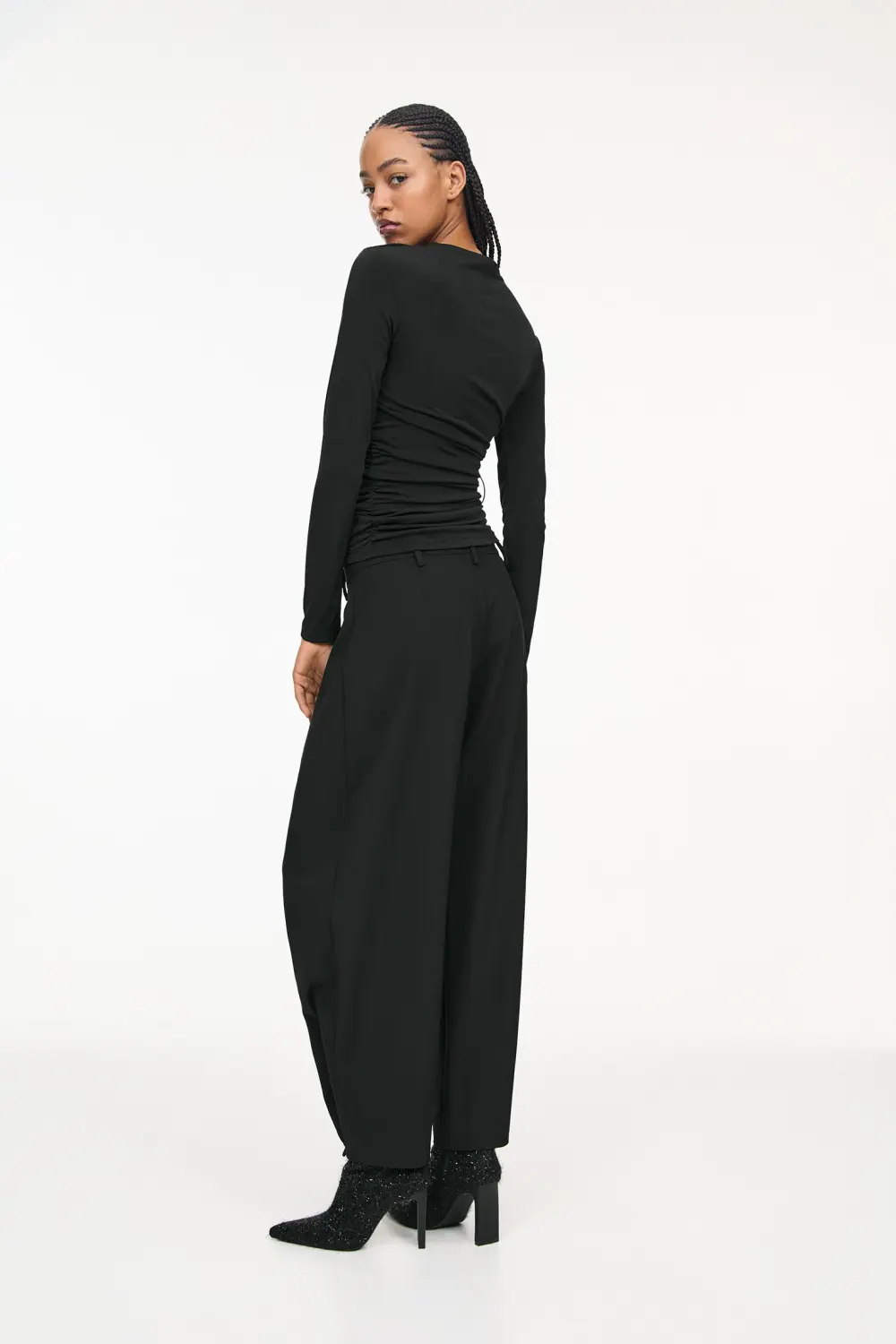 Gathered long sleeve top