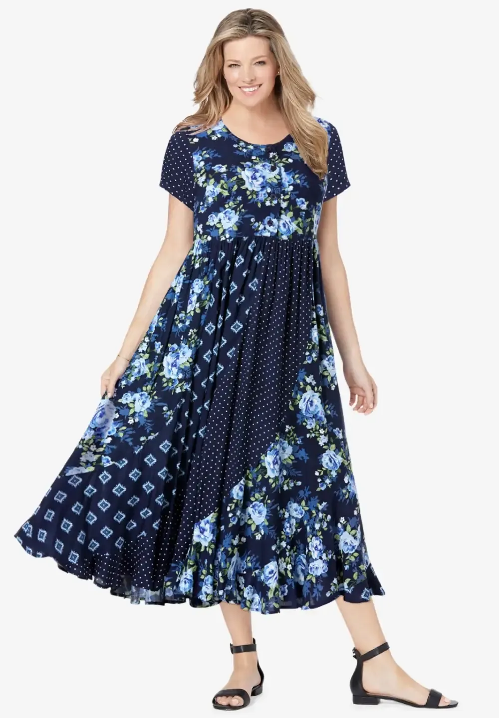 Mixed Print Maxi Dress