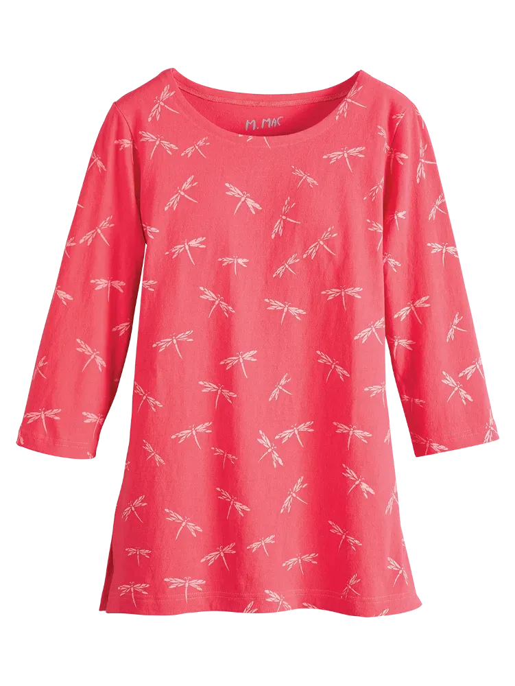 M.MAC Dragonfly Scoop-Neck Tunic With 3/4 Sleeves