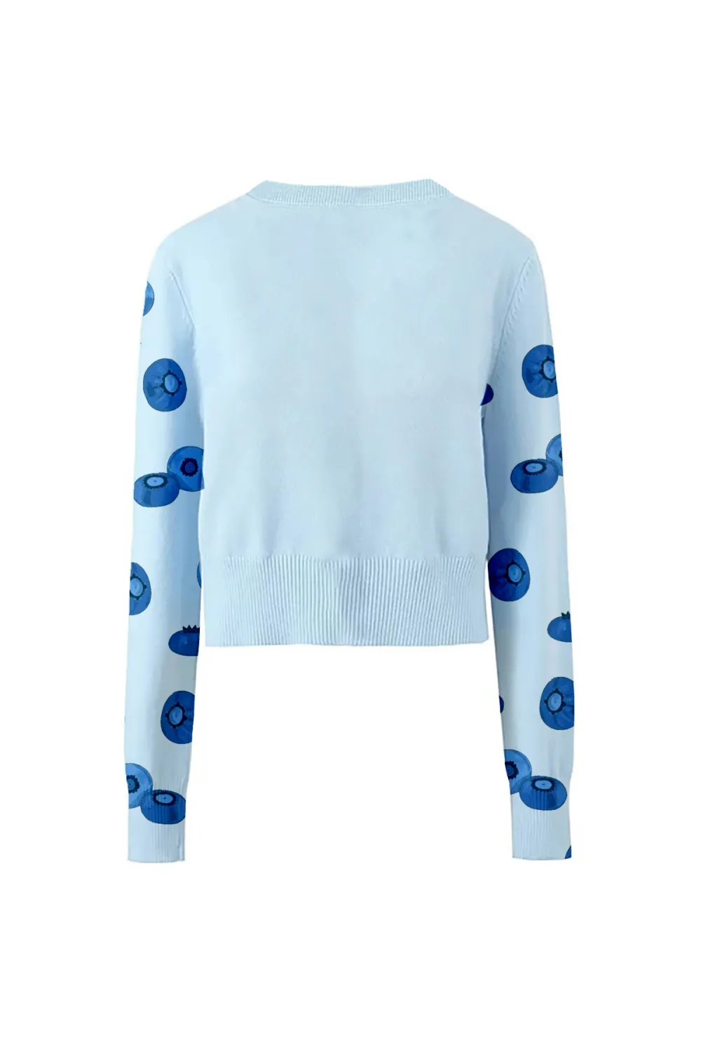 Preppy Crew Neck Drop Shoulder Button Up Ribbed Knit Cropped Cardigan