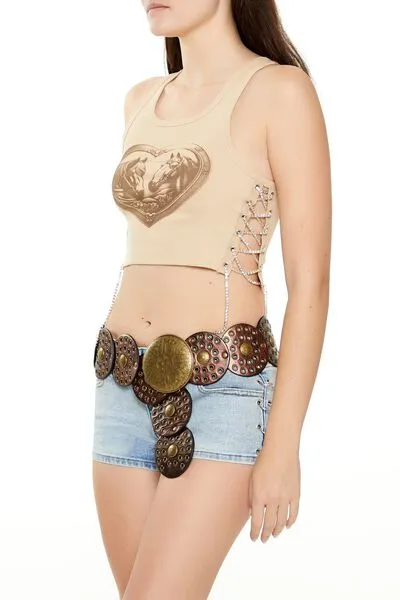 Horse Graphic Cropped Tank Top
