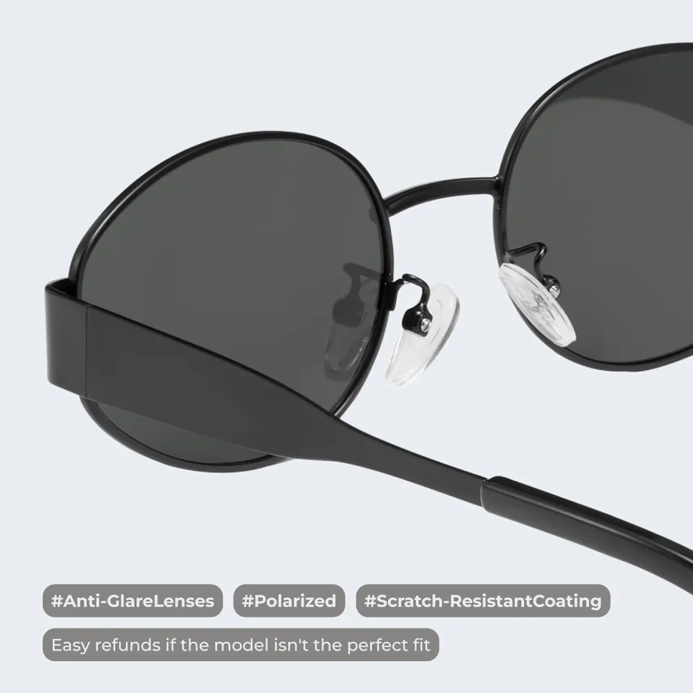 livho 2025 Trendy Oval Sunglasses - Stylish Polarized Shades for Everyday - Retro Metal Frames, Gold/Silver/Black