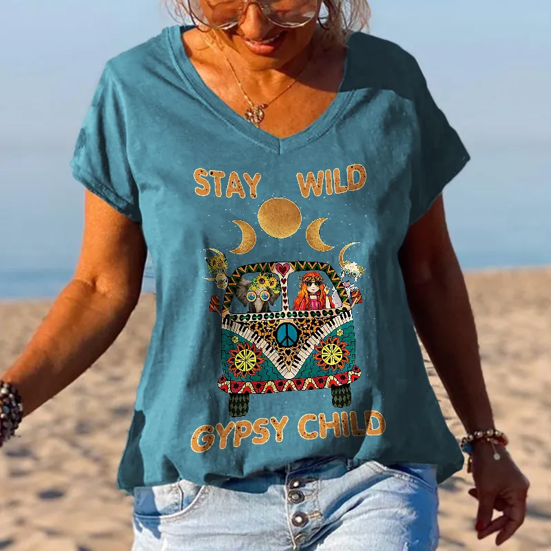 Stay Wild Gypsy Child Elephant Printed Graphic Tees