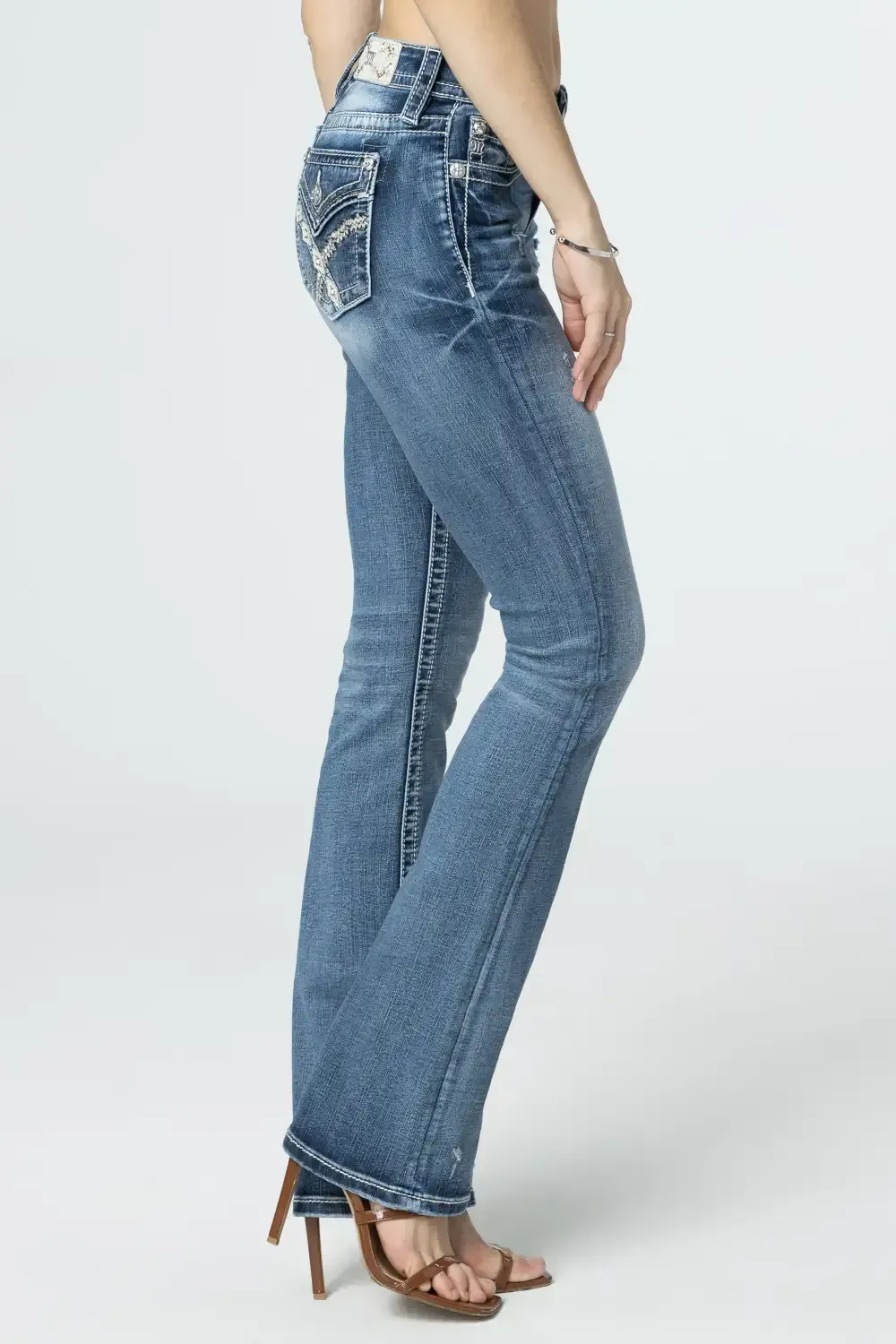 Woven Cross Stitch Bootcut Jeans