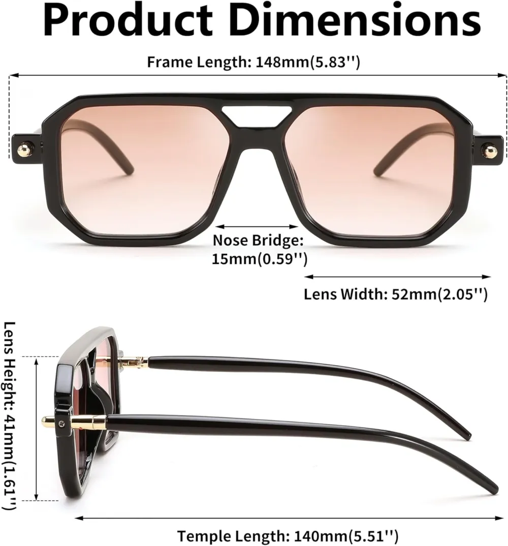 FEISEDY Vintage Square 70s Flat Aviator Sunglasses Women Men Classic Retro Stylish Frame UV400 Sunglasses B2622