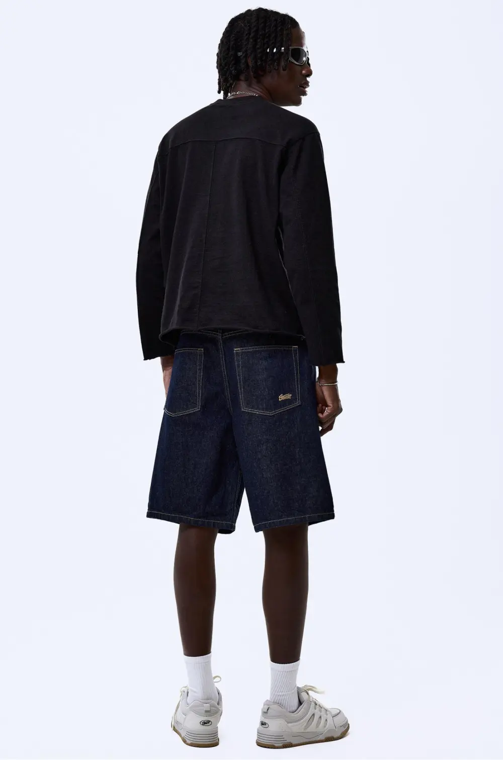 Baggy denim Bermuda shorts