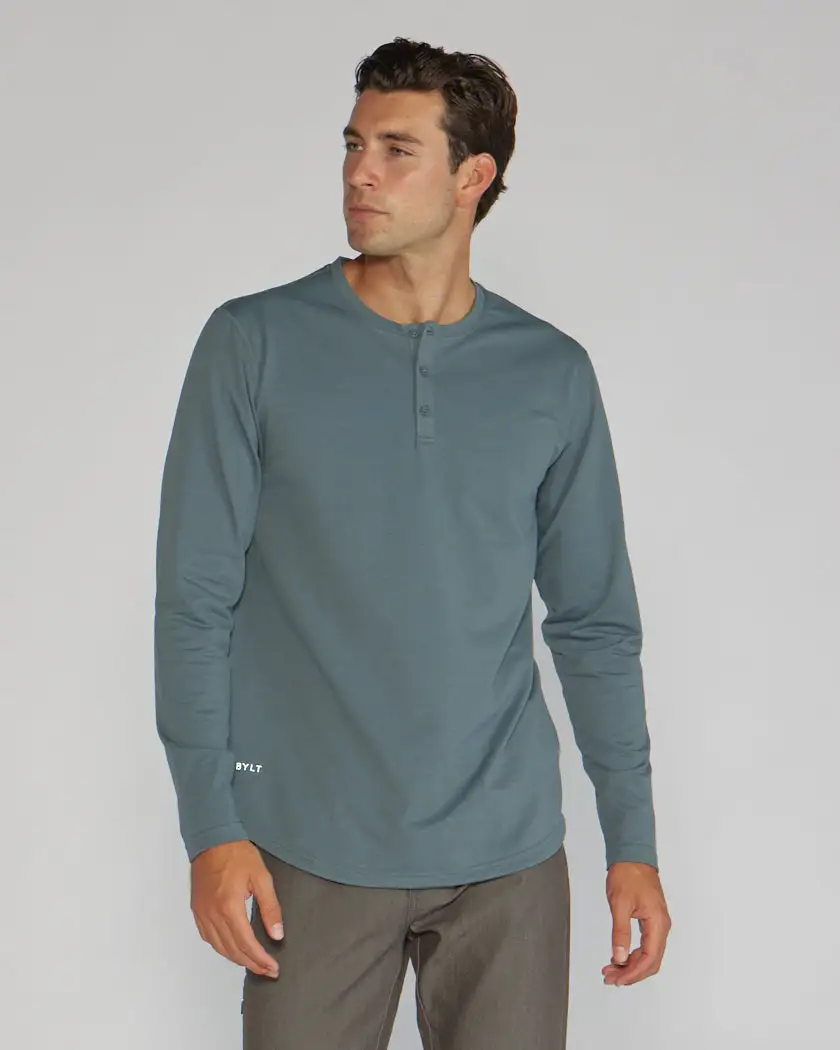 Henley Drop-Cut Long Sleeve: Bylt Signature
