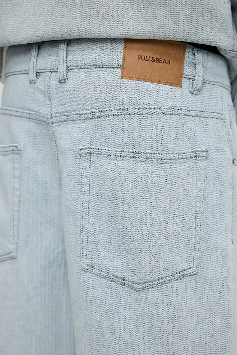 Baggy textured denim Bermuda shorts