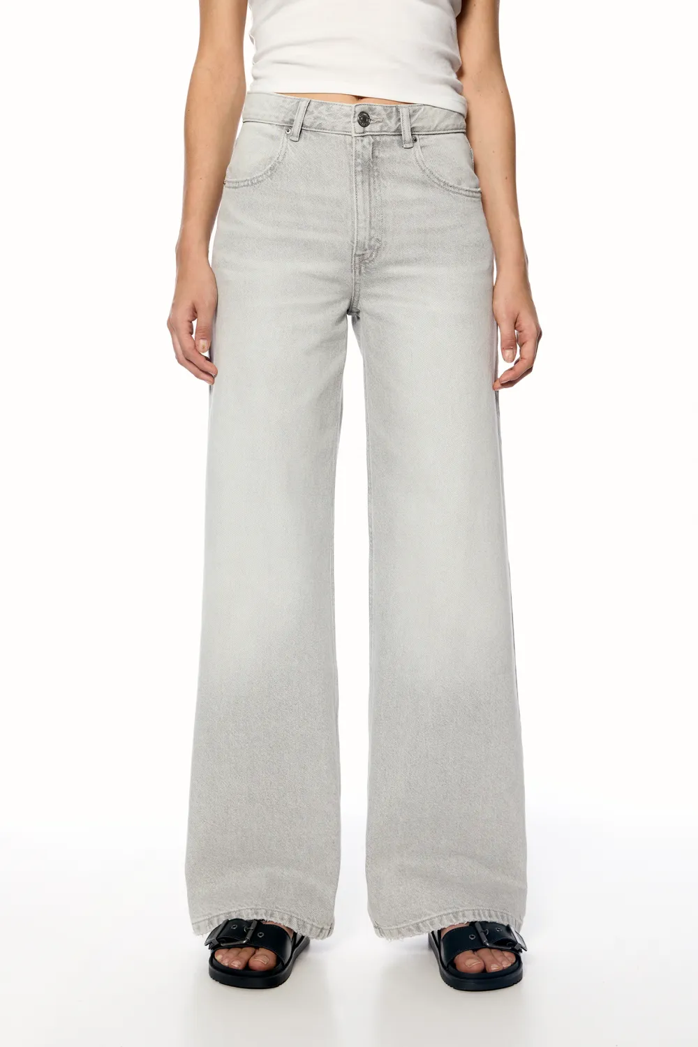 Jeans wide leg tiro alto