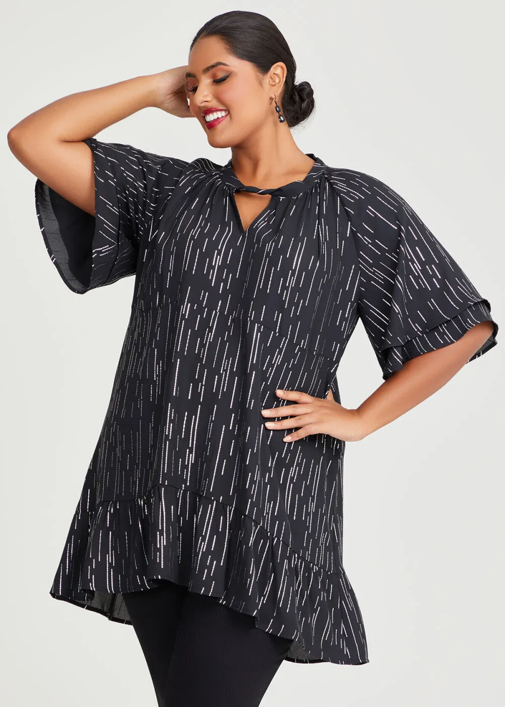 Starry Foil Chiffon Event Tunic