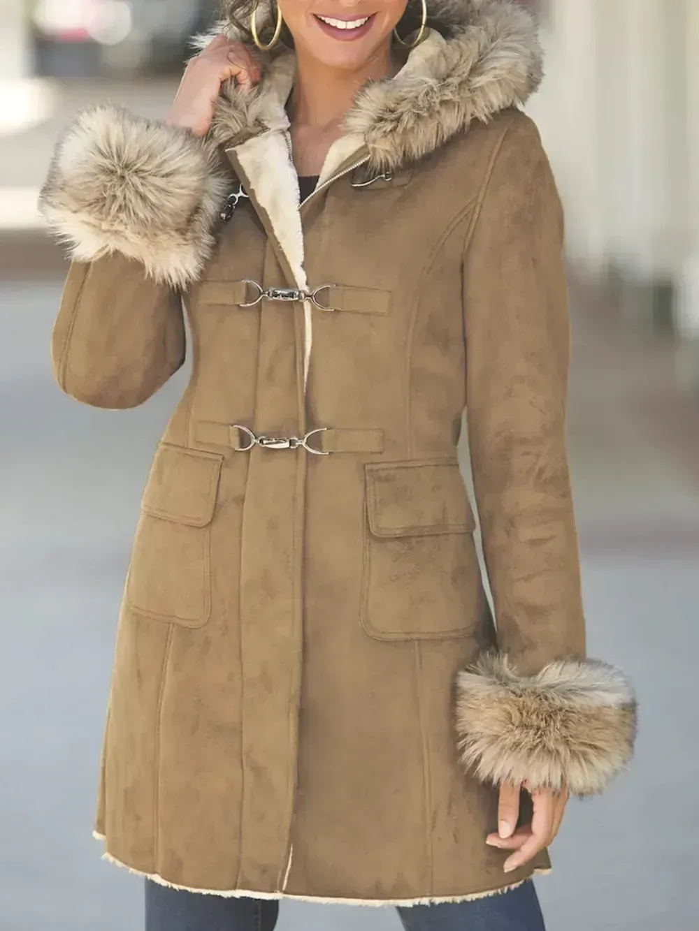 Casual thick suede warm coat