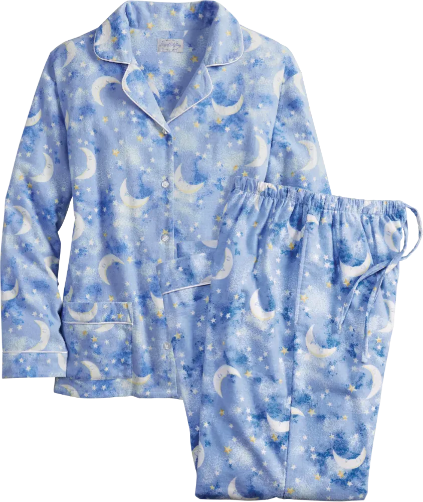 Lanz Sleeping Moon and Stars Flannel Pajama Set