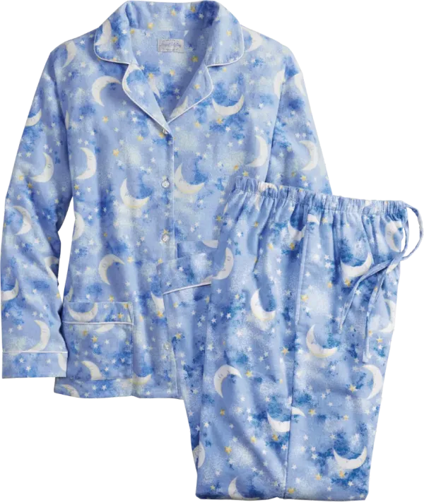Lanz Sleeping Moon and Stars Flannel Pajama Set