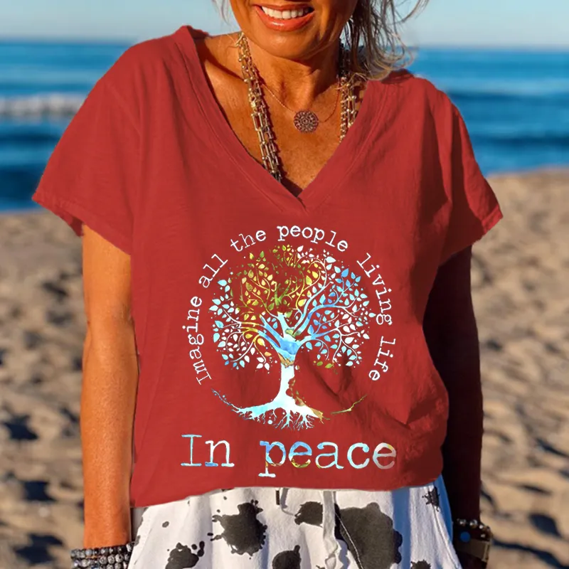 Imagine All The People Living Life Tree Of Life Graphic Tees