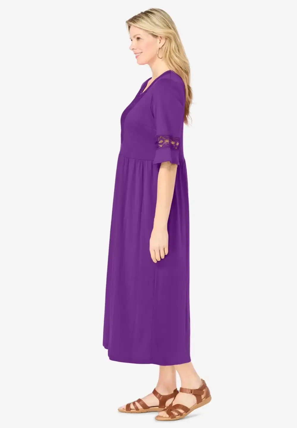 Crochet Trim Empire Knit Dress