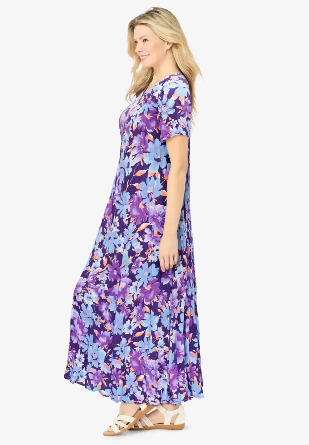 Short-Sleeve Crinkle Dress
