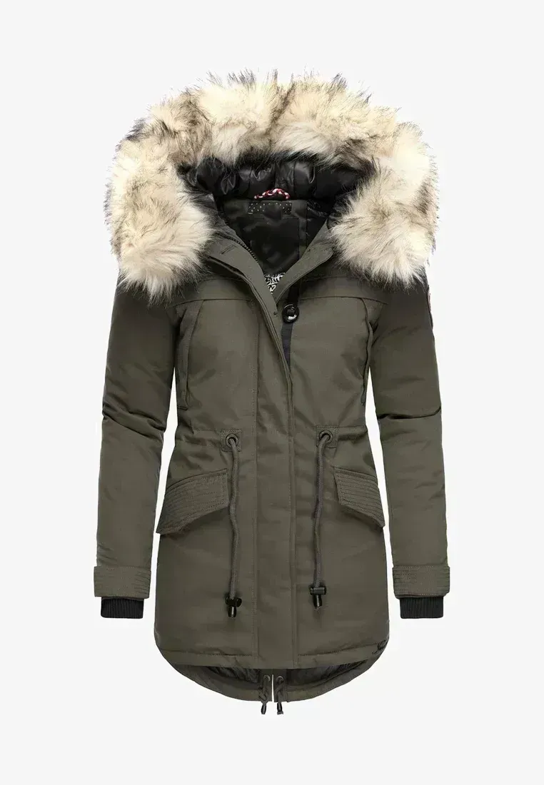 Warm winter ladies parka coat green