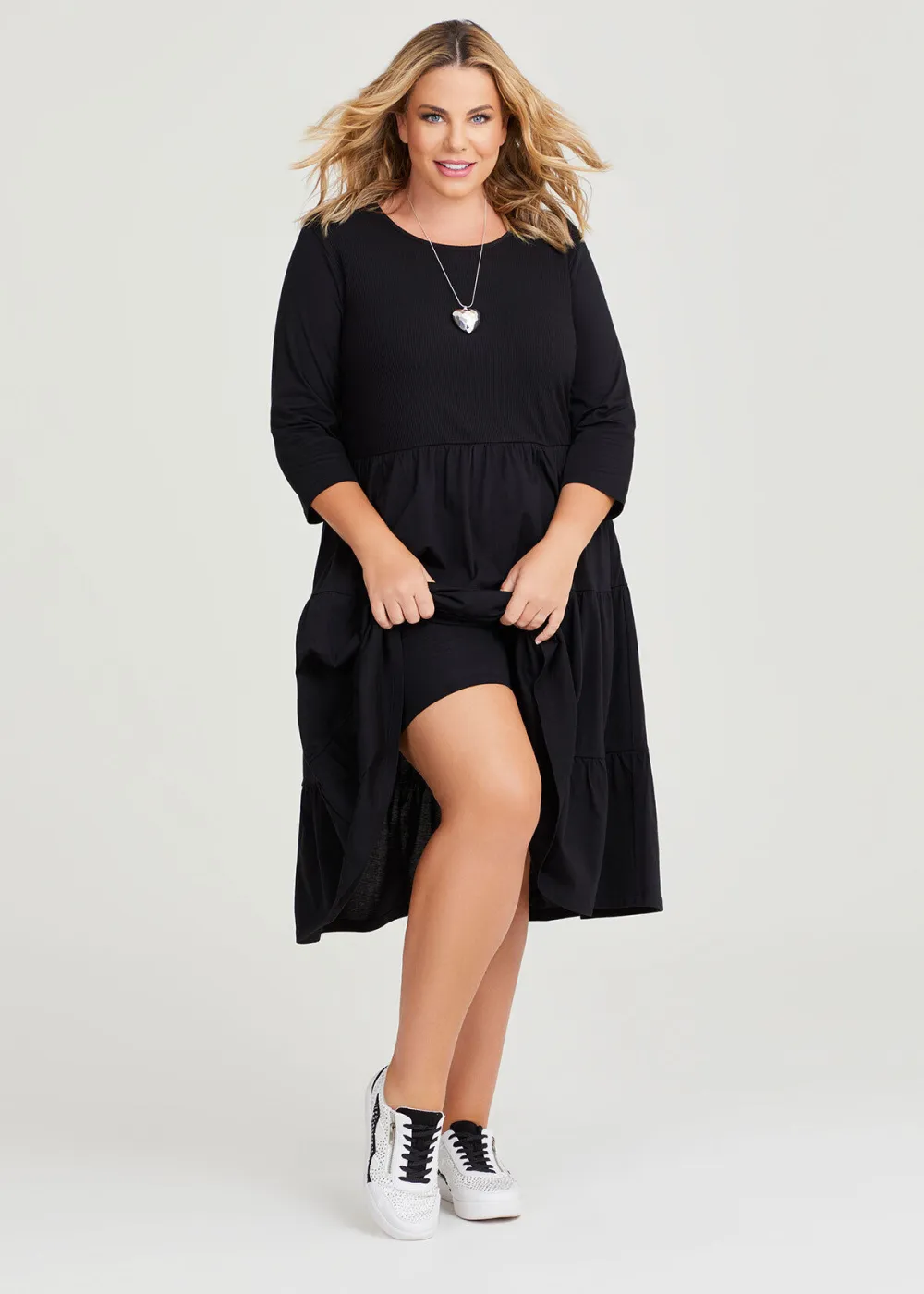 Cotton Rib Tiered Dress