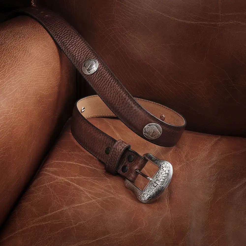 Bison Leather Concho Belt