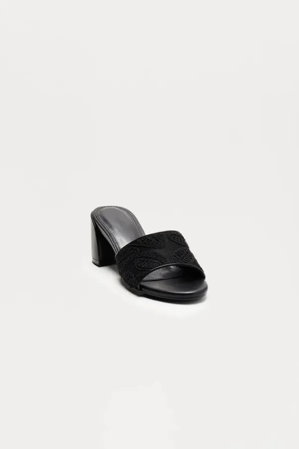 Bixby Embroidered Mules - Black