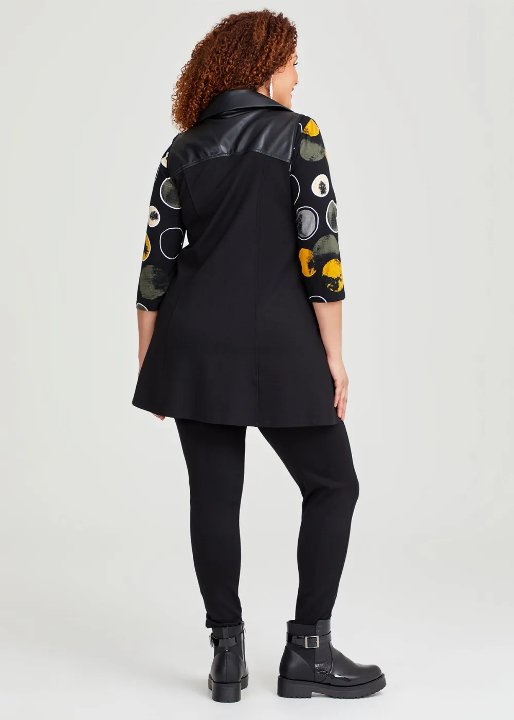 Zip Bamboo Ponte & Faux Leather Vest