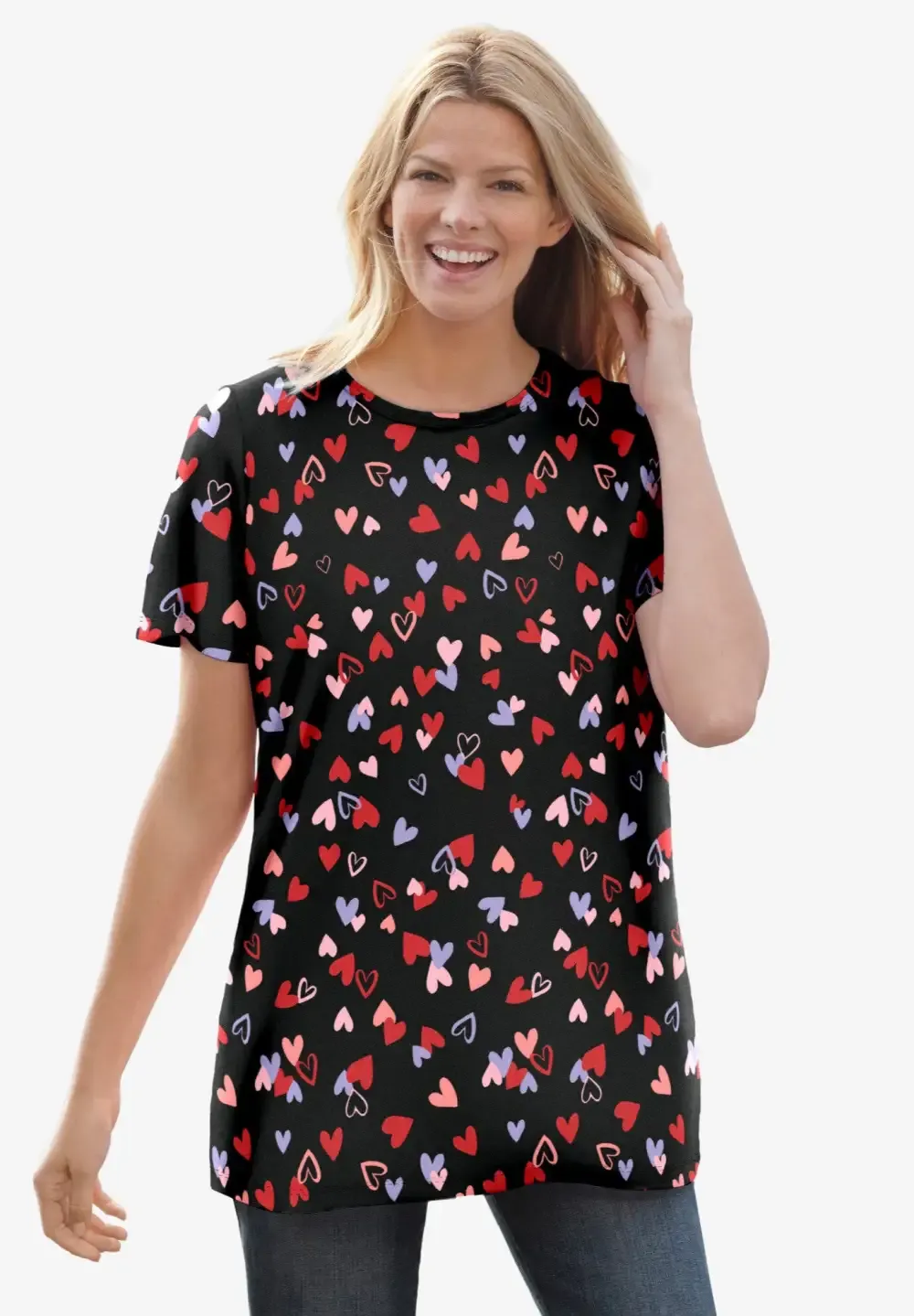 Perfect Printed Short-Sleeve Crewneck Tee